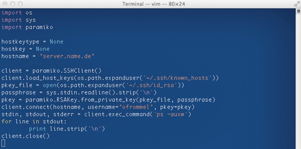 Abbildung 1: Paramiko verwendet die Keys des SSH-Agents, kann aber den Private Key auch selbst dekodieren.