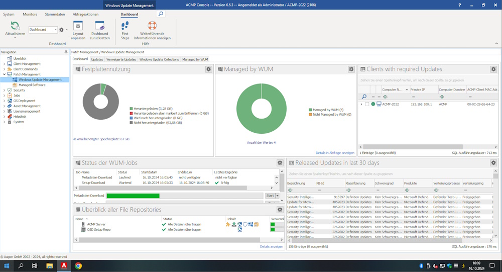 Das Windows Update Management von Aagon (ACMP CAWUM) arbeitet vollständig ohne WSUS & Cloudzwang und ermöglicht ein tagesaktuelles Patchen der gesamten Windows Infrastruktur.
