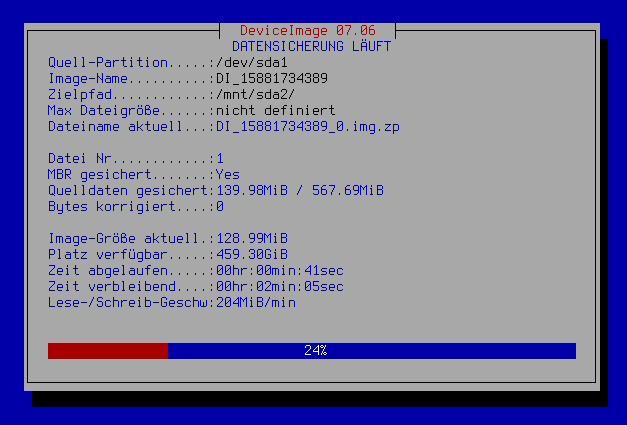 Beim Datenbackup kommt im Idealfall eine bitbasierende Sicherung zum Einsatz, hier DeviceImage von Waxar.