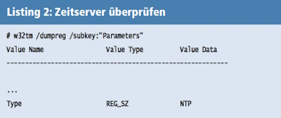 Listing 2: Zeitserver überprüfen