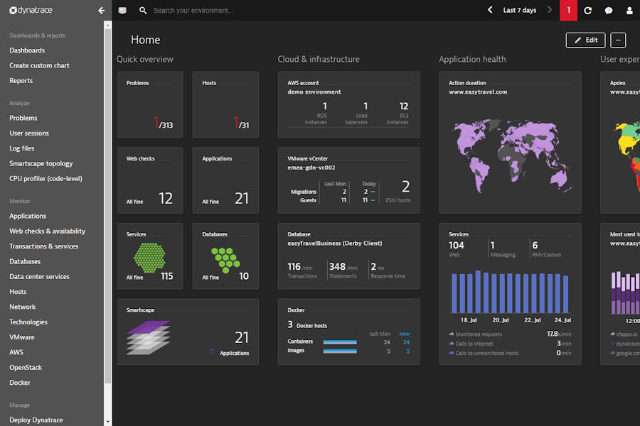 Zentrale Observability-Dashboards geben IT-Teams einen Echtzeitüberblick über Anwendungsgesundheit, Infrastruktur und Nutzererfahrung. (Quelle: Dynatrace)