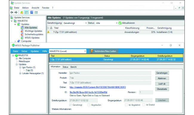 Bild 1: WSUS Package Publisher (unten) unterstützt jede Art von Software in WSUS.