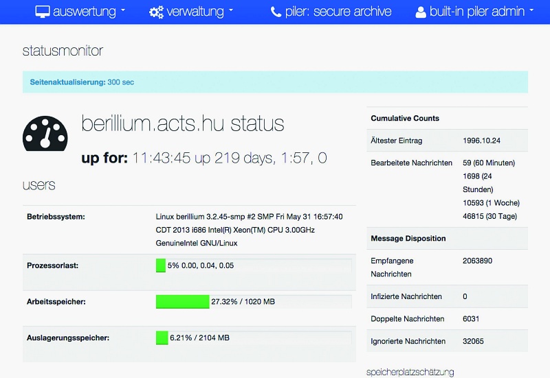 Bild 2: Piler verfügt über eine schicke Admin-GUI, die auch mobilgerätetauglich ist.