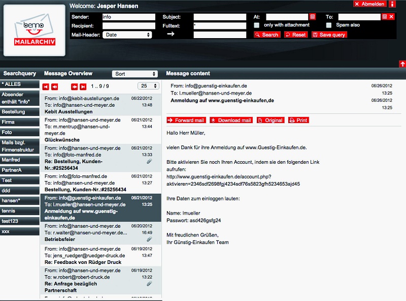 Bild 4: Die Benno Web-GUI bietet schnelle Suche sowie Auditierung.
