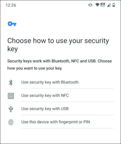 Bild 1: Die Authenticator-Auswahl am Smartphone.