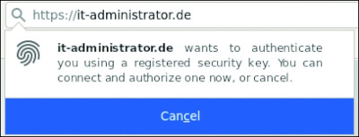 Bild 2: Firefox-Aufforderung zur Nutzung eines Sicherheits-Tokens.