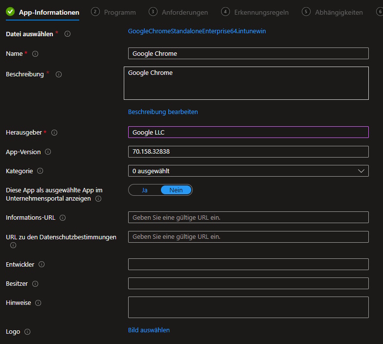 Bei der Bereitstellung von Anwendungen in Microsoft Intune ist es empfehlenswert, MSI-Dateien zu verwenden, weil diese mehr Informationen auslesen und den Installationsprozess als Silent Install durchführen können.