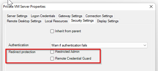 Bild 2: RDCMan unterstützt sowohl Restricted Admin als auch Remote Credential Guard.