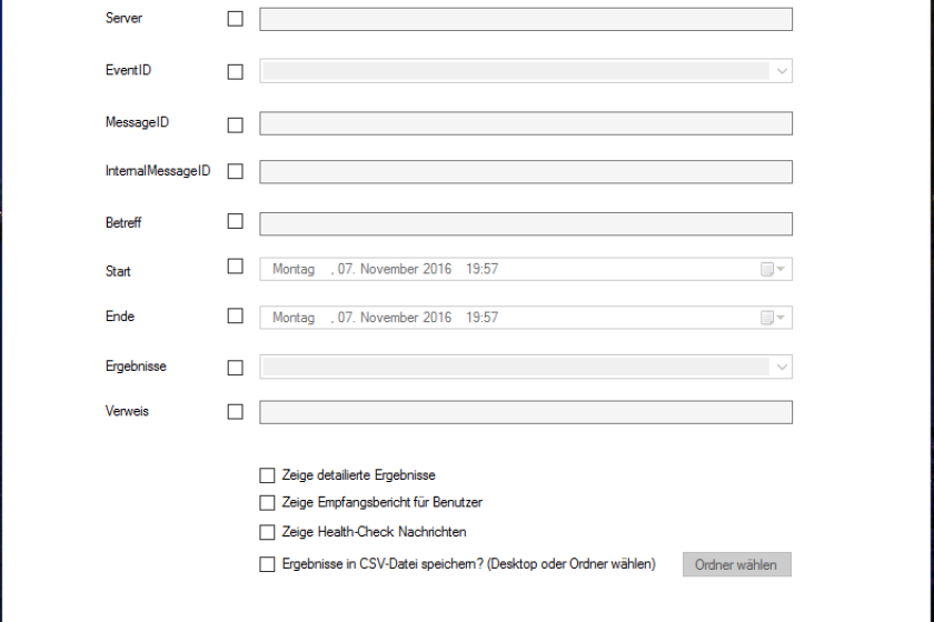 Die Exchange Message Tracking GUI setzt das Get-MessageTrackingLog-Cmdlet grafisch um - wie von Exchange Server vor Version 2013 gewohnt.