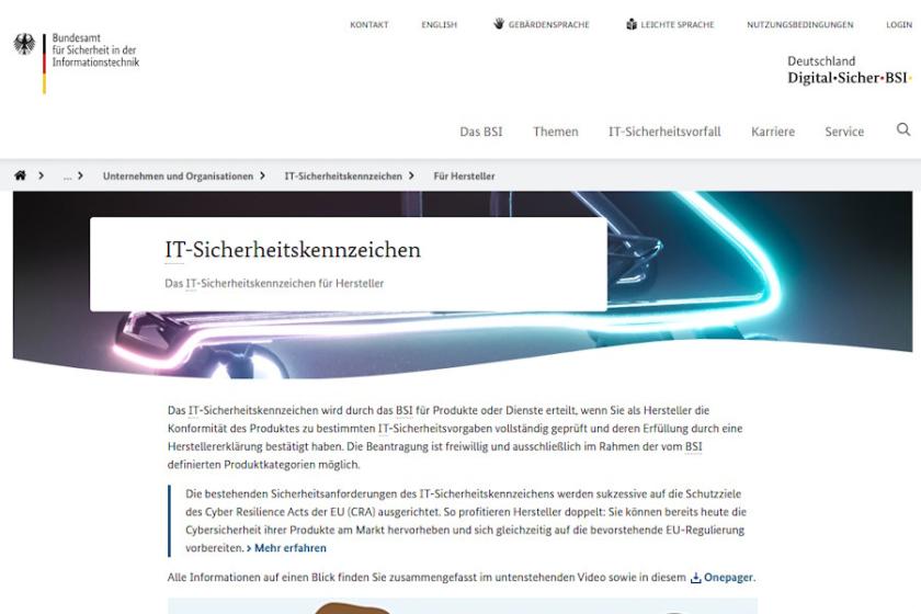 Das BSI erklärte auf seiner Homepage die Schritte, die zur Vergabe des Sicherheitskennzeichens führen. (Quelle: BSI)