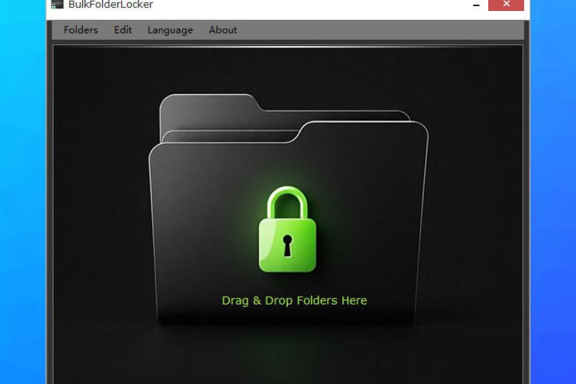 Screenshot des Tool BulkFolderLocker mit der Möglichkeit, zu schützende Ordner in das Fenster des Tools zu ziehen.