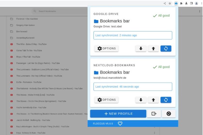 Floccus zeigt sich hinsichtlich der Quellen für den Bookmark-Sync äußerst flexibel.