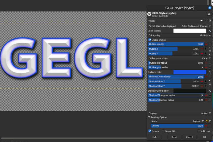 Mit "GEGL Styles" ist ein Nachfolger der alten "Logos"-Funktion zurückgekehrt. (Quelle: gimp.org)