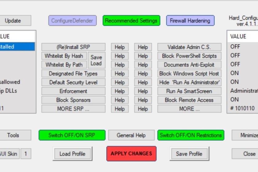 Der Hard Configurator sorgt für einen deutlich verbesserten Schutz in Windows.