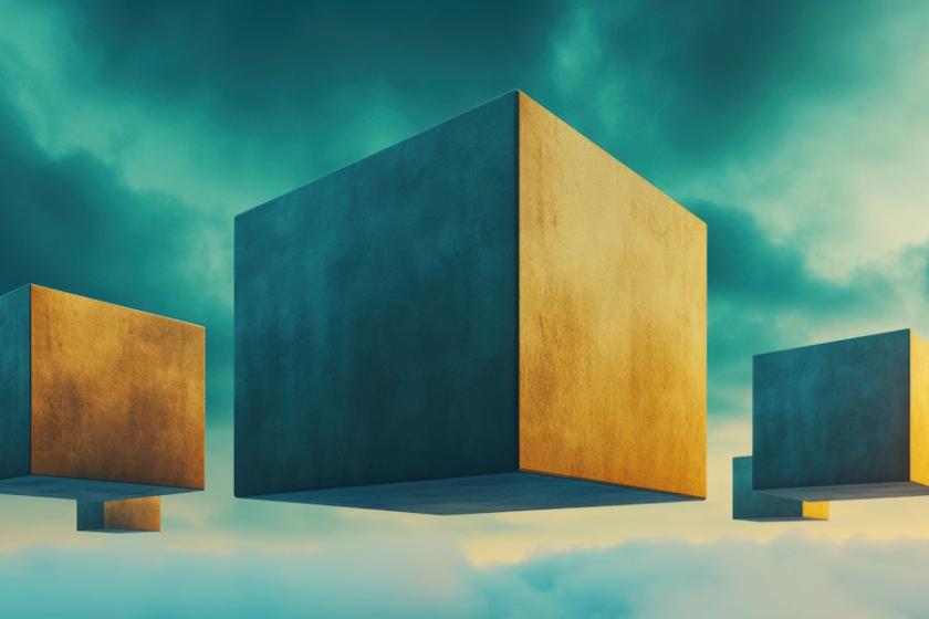 Abstrakte, schwebende Quader als Symbol für einen modularen Monolithen und den bewussten Umgang mit Komplexität in modernen IT-Architekturen. (Quelle: starush – 123RF)