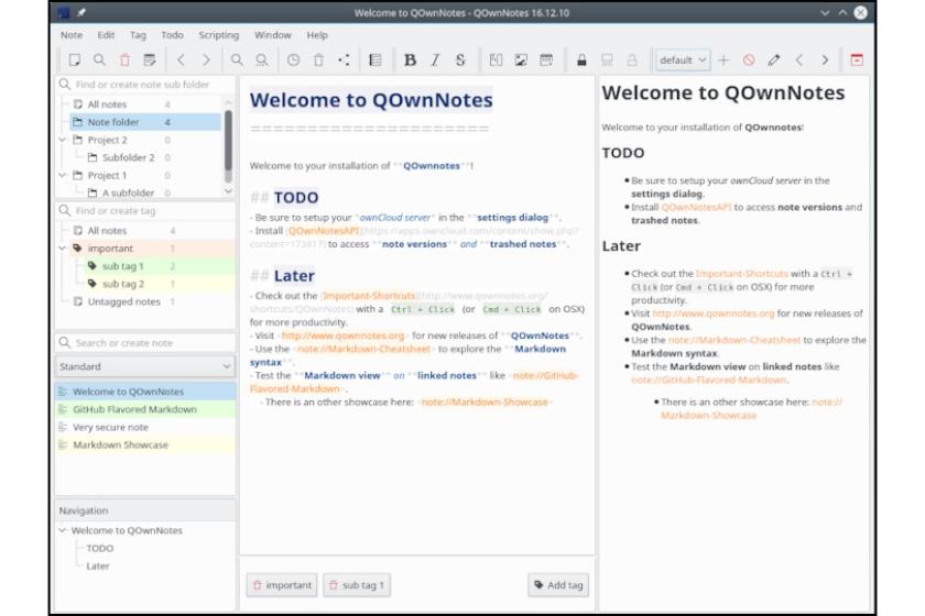 Die mächtige Open-Source-Anwendung "QOwnNotes" kümmert sich um das digitale Notizenmanagement.