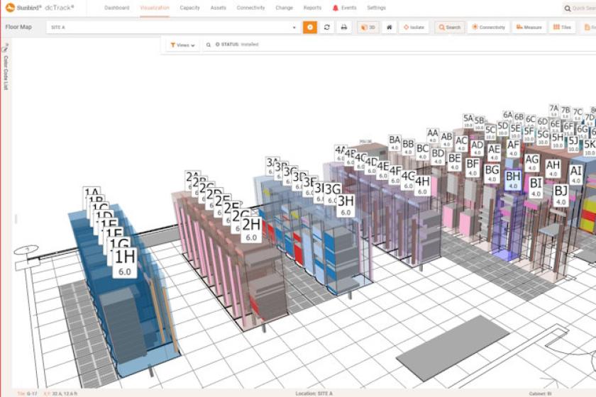 Mittels 3D-Ansicht lässt der Administrator sich das komplette Innenleben seines RZ schnell zeichnen, ohne vor Ort sein zu müssen.