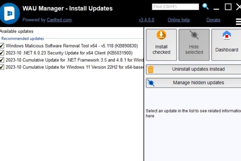 Das Dashboard von WAU Manager ermöglicht eine feingliedrige Steuerung und Planung von Windows-Updates.