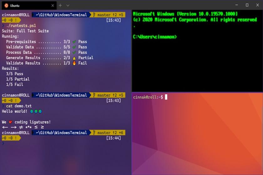 Windows Terminal erlaubt parallele Sitzungen: PowerShell, Eingabeaufforderung und Linux-Shell in einer Oberfläche