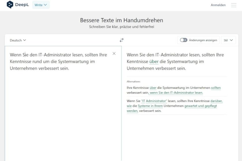 Der Onlinedienst DeepL Write unterstützt beim Ausformulieren von Texten dank KI.