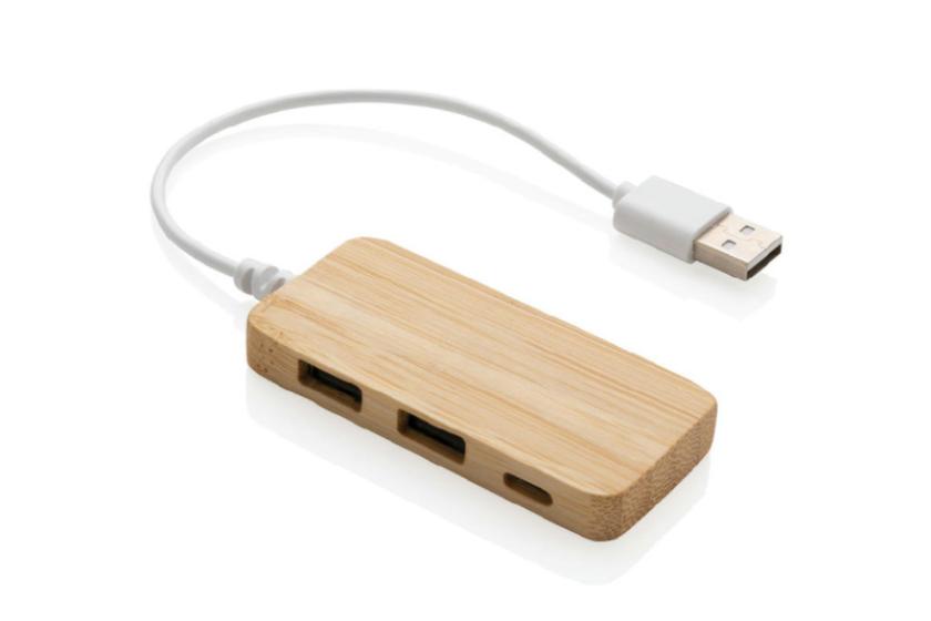 Form trifft Funktion: USB-Hub im nachhaltigen Bambusgehäuse. (Quelle: schroeter.de)