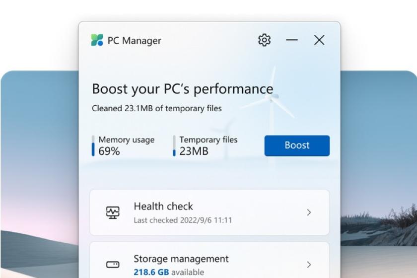 Der Microsoft PC Manager fasst relevante Wartungsmöglichkeiten in Windows zusammen. (Quelle: Microsoft)