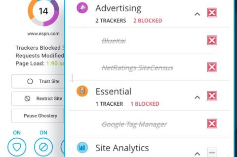 Das Add-on Ghostery macht Schluss mit Trackern und Werbung.