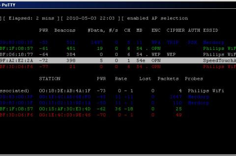 Eines der Tools in der von Aircrack-ng – hier Fall Airodump-ng – liest die technischen Merkmale eines Drahtlos-Netzwerks aus.