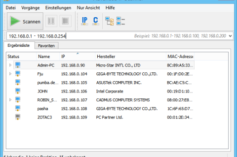 Screenshot Advanced IP Scanner