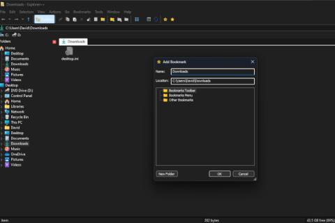 Screenshot des Explorer++-Fensters mit der Möglichkeit, Ordner als Lesezeichen anzulegen.