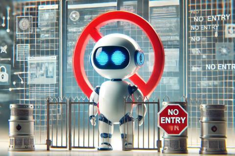 Wir müssen draußen bleiben: Cloudflare möchte die Inhalte seiner Kunden vor KI-Bots schützen. (Quelle: DALL-E)