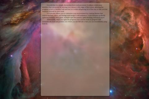 Mit dem FocusWriter konzentrieren Sie sich beim Bearbeiten von Texten auf das Wesentliche und können die Hintergründe individualisieren.