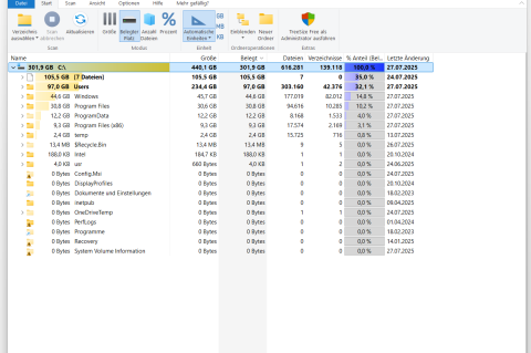 Screenshot der Software TreeSize – Speicherfresser schnell aufspüren