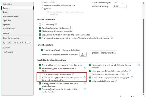 Die Regeln für die Fehlerüberprüfung lassen sich bei Microsoft Excel flexibel anpassen.