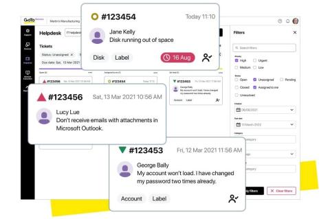 Das Helpdesk-Ticketing-System von GoTo Resolve integriert den IT-Support direkt in bestehende Nachrichtentools.
