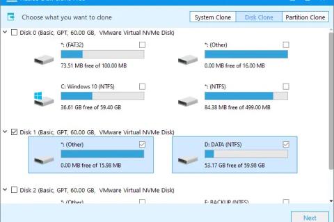 Die GUI von Hasleo Disk Clone erlaubt das gezielte Klonen von ganzen Festplatten oder einzelnen Partitionen – etwa zur Systemmigration oder Datensicherung.