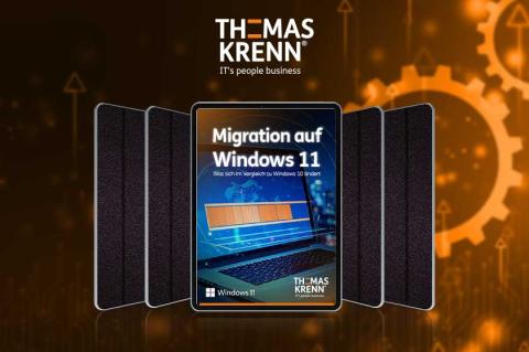 Aufgeschlagenes IPad von Thomas Krenn mit dem Titel Migration auf Windows 11