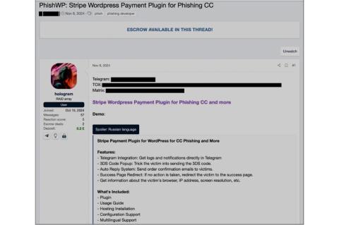 Kriminelles E-Commerce wie es im Buche steht: Cyberkriminelle preisen ihr Phishing-Plugin für WordPress an.