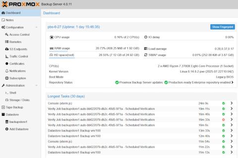 Das GUI von Proxmox Backup Server 4.0 ist weitgehend unverändert geblieben.