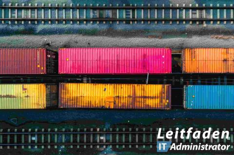 Draufsicht auf physische Container sympbolisch für softwarebasierte Container