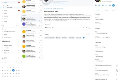 Über das Action Wheel lassen sich in VNCmail 3.0 weiterführende Informationen einblenden.