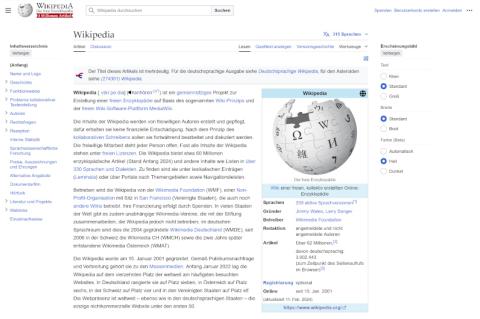 Schmalerer Text und ein Inhaltsverzeichnis auf der linken Seite sollen die Übersichtlichkeit von Wikipedia verbessern.