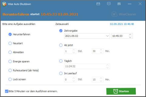 Mit "Wise Auto Shutdown" fahren Admins die Firmenrechner zu bestimmten Zeiten herunter.