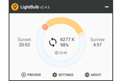 LightBulb sorgt im Tagesverlauf für augenschonende Monitoreinstellungen.