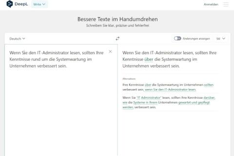 Der Onlinedienst DeepL Write unterstützt beim Ausformulieren von Texten dank KI.