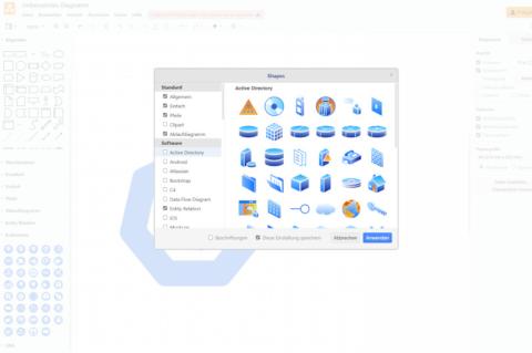 Das Webportal "diagrams.net" bietet zahlreiche grafische Vorlagen für das Erstellen von Diagrammen.