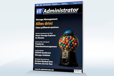 Titelseite des IT-Administrator Magazins September 2025 mit Schwerpunkt Storage-Management.