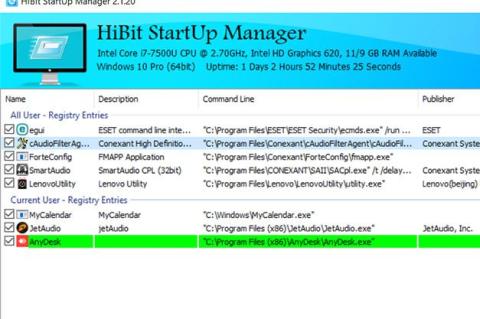Der "HiBIt StartUp Manager" listet übersichtlich, welche Anwendungen Microsoft automatisch startet.